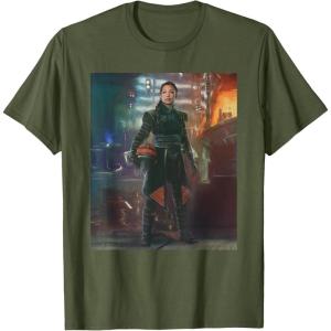 imageStar Wars The Book of Boba Fett Fennec Shand Portrait TShirtOlive Green