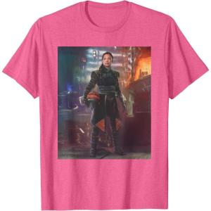 imageStar Wars The Book of Boba Fett Fennec Shand Portrait TShirtPink Heather
