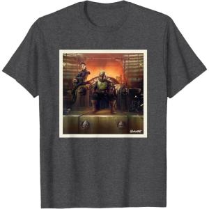 imageStar Wars The Book of Boba Fett and Fennec Shand Polaroid TShirtDark Heather Grey