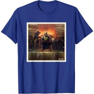 imageStar Wars The Book of Boba Fett and Fennec Shand Polaroid TShirtRoyal Blue