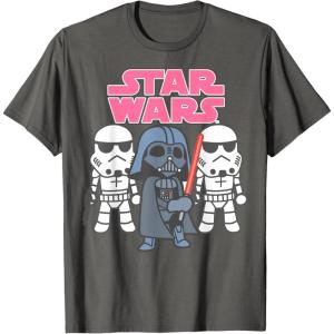 imageStar Wars Vader Stormtroopers Cute Cartoon Graphic TShirt TShirtAsphalt Grey