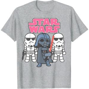 imageStar Wars Vader Stormtroopers Cute Cartoon Graphic TShirt TShirtHeather Grey