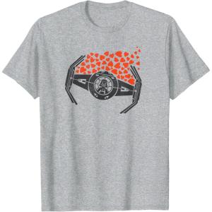 imageStar Wars Valentines Day Hearts Darth Vader TIE Fighter TShirtHeather Grey