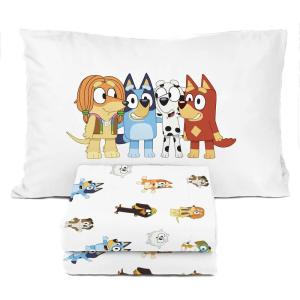 imageStar Wars Young Jedi Adventures Twin Sheet Set  3 Piece Kids Bedding Set Includes Pillow Cover  Super Soft Yoda Microfiber SheetsWhite  Bluey