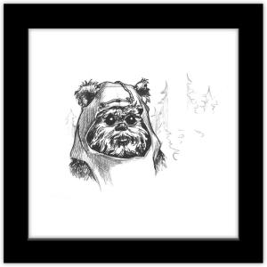 imageTrends International Gallery Pops Star Wars Saga  Return of the Jedi Ewok Sketch Wall Art Wall Poster 1200quot x 1200quot Black Frame VersionBlack Frame Version