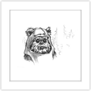 imageTrends International Gallery Pops Star Wars Saga  Return of the Jedi Ewok Sketch Wall Art Wall Poster 1200quot x 1200quot Black Frame VersionWhite Frame Version
