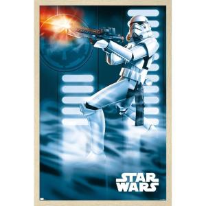 imageTrends International Star Wars A New Hope  Stormtrooper Wall Poster 34L x 224W Barnwood Framed VersionBlonde Framed Version