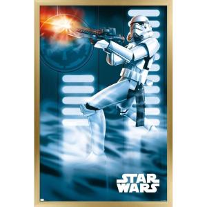 imageTrends International Star Wars A New Hope  Stormtrooper Wall Poster 34L x 224W Barnwood Framed VersionGold Framed Version