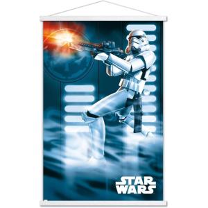imageTrends International Star Wars A New Hope  Stormtrooper Wall Poster 34L x 224W Barnwood Framed VersionPremium Print and White Hanger Bundle