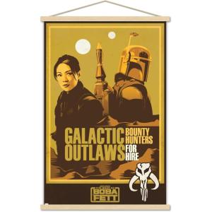 imageTrends International Star Wars The Book of Boba Fett  Galactic Outlaws Wall Poster 22375quot x 34quot Premium Unframed VersionPremium Print and Beechwood Hanger Bundle
