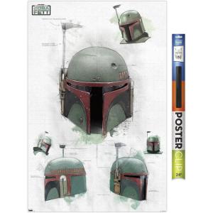 imageTrends International Star Wars The Book of Boba Fett  Helmet Turns Wall Poster 22375quot x 34quot Premium Unframed VersionPremium Poster  Clip Bundle