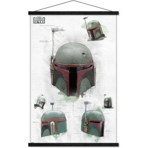 imageTrends International Star Wars The Book of Boba Fett  Helmet Turns Wall Poster 22375quot x 34quot Premium Unframed VersionPremium Print and Black Hanger Bundle
