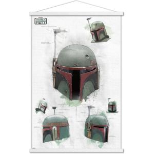imageTrends International Star Wars The Book of Boba Fett  Helmet Turns Wall Poster 22375quot x 34quot Premium Unframed VersionPremium Print and White Hanger Bundle
