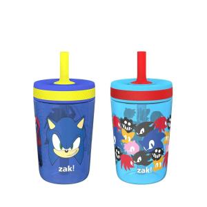 imageZak Designs Star Wars The Mandalorian Kelso Toddler Cups For Travel or At Home 15oz 2Pack Durable Plastic Sippy Cups With LeakProof Design is Perfect For Kids Baby Yoda GroguSonic the Hedgehog