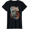 imageStar Wars The Rise of Skywalker Rey Retro Swirl TShirtBlack