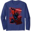 imageStar Wars Darth Maul Red Saber Portrait Long Sleeve TShirtNavy Blue
