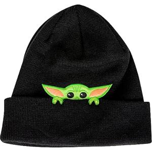 imageSTAR WARS The Mandalorian Grogu PeekABoo Knitted Cuffed Beanie Black One Size