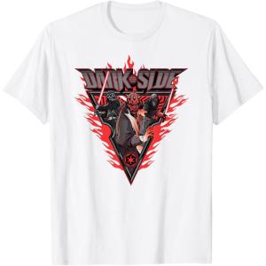 imageStar Wars Dark Side Darth Vader Darth Maul Kylo Ren Flames TShirtWhite