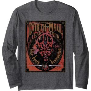 imageStar Wars Darth Maul Fear Tour Band Long Sleeve TShirtDark Heather Grey