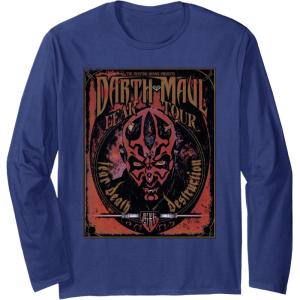 imageStar Wars Darth Maul Fear Tour Band Long Sleeve TShirtNavy Blue