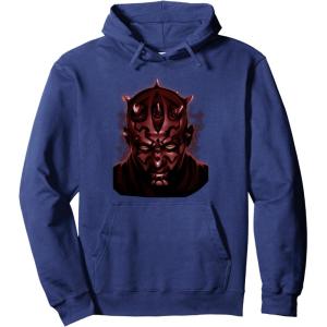 imageStar Wars Darth Maul Large Face Portrait Pullover HoodieNavy Blue