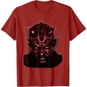 imageStar Wars Darth Maul Large Face Portrait TShirtCranberry Red