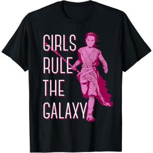 imageStar Wars Episode 7 Rey Girls Rule The Galaxy TShirt C2 TShirtBlack