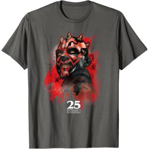 imageStar Wars Episode I 25th Anniversary Darth Maul Sith Rage TShirtAsphalt Grey