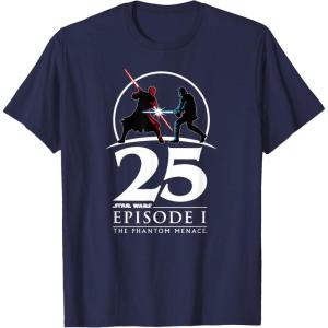 imageStar Wars Episode I 25th Anniversary Darth Maul vs ObiWan TShirtNavy Blue