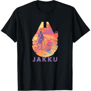 imageStar Wars Jakku Millennium Falcon Rey ampamp BB8 Fill TShirtBlack