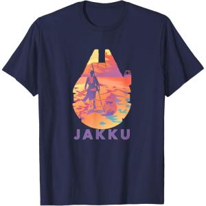imageStar Wars Jakku Millennium Falcon Rey ampamp BB8 Fill TShirtNavy Blue