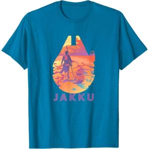 imageStar Wars Jakku Millennium Falcon Rey ampamp BB8 Fill TShirtSapphire Blue