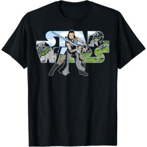 imageStar Wars Last Jedi Rey Classic Jedi Temple Logo TShirt TShirtBlack