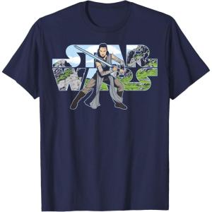 imageStar Wars Last Jedi Rey Classic Jedi Temple Logo TShirt TShirtNavy Blue