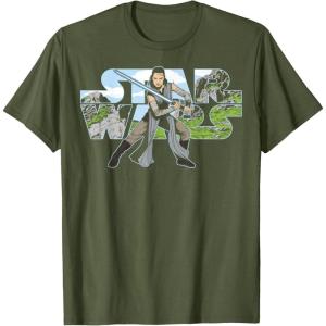 imageStar Wars Last Jedi Rey Classic Jedi Temple Logo TShirt TShirtOlive Green