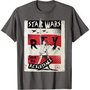 imageStar Wars Last Jedi Rey Join Resistance Propaganda TShirt TShirtAsphalt Grey