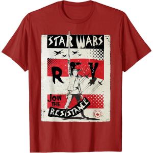 imageStar Wars Last Jedi Rey Join Resistance Propaganda TShirt TShirtCranberry Red