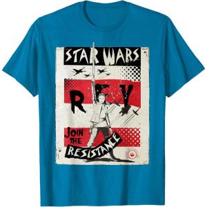 imageStar Wars Last Jedi Rey Join Resistance Propaganda TShirt TShirtSapphire Blue