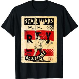 imageStar Wars Last Jedi Rey Vintage Propaganda Graphic TShirt TShirtBlack