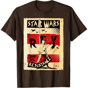 imageStar Wars Last Jedi Rey Vintage Propaganda Graphic TShirt TShirtBrown