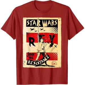 imageStar Wars Last Jedi Rey Vintage Propaganda Graphic TShirt TShirtCranberry Red