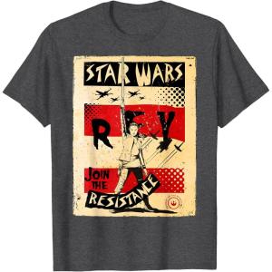 imageStar Wars Last Jedi Rey Vintage Propaganda Graphic TShirt TShirtDark Heather Grey