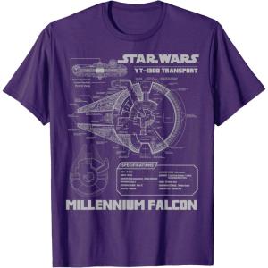 imageStar Wars Millennium Falcon Grey Schematics TShirt C2 TShirtPurple