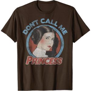 imageStar Wars Princess Leia Dont Call Me Vintage Portrait TShirtBrown