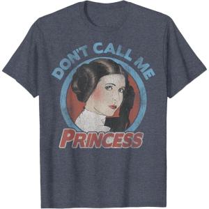 imageStar Wars Princess Leia Dont Call Me Vintage Portrait TShirtHeather Blue