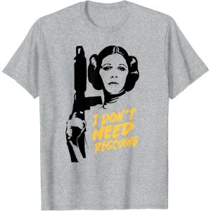 imageStar Wars Princess Leia Escape I Dont Need Rescuing TShirtHeather Grey