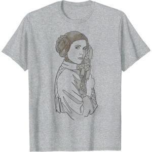 imageStar Wars Princess Leia Geometric Line Drawing TShirt TShirtHeather Grey