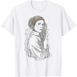 imageStar Wars Princess Leia Geometric Line Drawing TShirt TShirtWhite