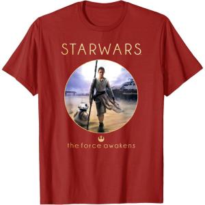 imageStar Wars Rey BB8 Episode 7 Jakku Poster Graphic TShirt TShirtCranberry Red