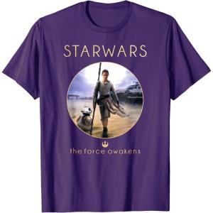 imageStar Wars Rey BB8 Episode 7 Jakku Poster Graphic TShirt TShirtPurple
